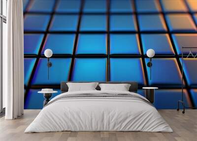 Abstract Blue Grid Pattern Wall mural