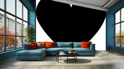 black heart flat icon, the symbol of love, single element png transparent background  Wall mural