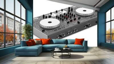 black dj mixer controller isolated on white background Wall mural