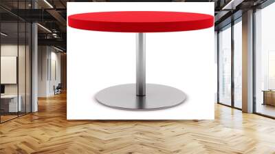 modern red round table isolated on white background Wall mural