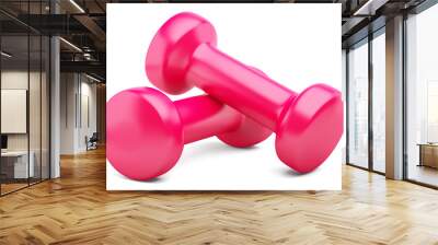 pink dumbbells isolated on white background Wall mural