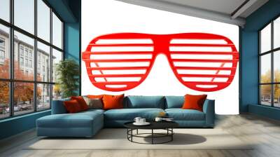 red plastic shutter shades sunglasses isolated on white Wall mural