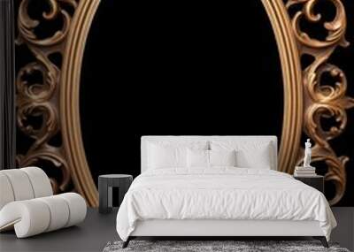 A gold oval frame with a black background. Wall mural