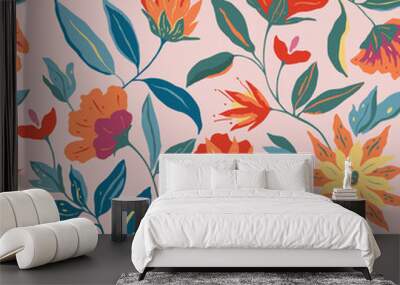 elegant floral tropical pattern in small hand drawn flowers. floral seamless background for fashion  Wall mural