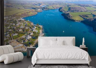 Aerial photograph of St Mawes near Falmouth, Cornwall, England Wall mural