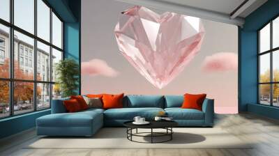 Abstract heart shape crystal glass in pastel scene Wall mural