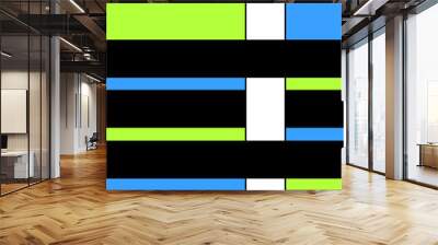 Black White Green Blue Simple Lines Pattern Wall mural