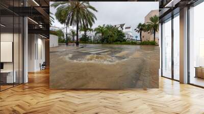 Flooding and torrential rain in Estepona, Malaga, Spain on 21.10.2018 Wall mural