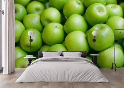 Apple. Green background. Wall mural