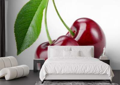 Cherry isolated on white background Wall mural