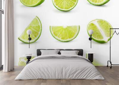 lime. fresh fruit isolated on white background. slice, piece, ha Wall mural