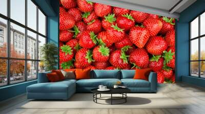 Strawberry. Fresh organic berries macro. Fruit background Wall mural