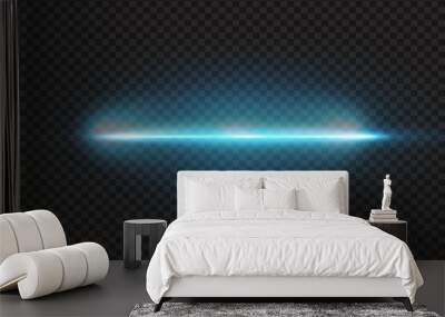 horizontal lens flares pack. Laser beams, horizontal light rays. Beautiful light flares. Wall mural