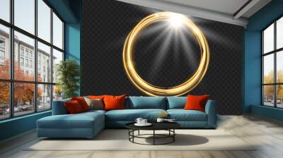 Set of abstract glowing circles. Light optical effect halo on transparent background. Vector illustration Wall mural