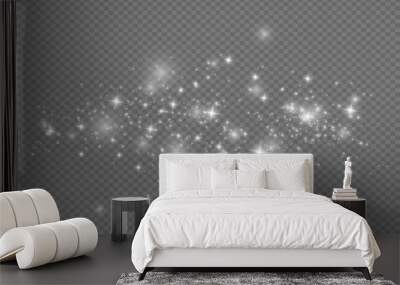 The dust sparks and golden stars shine with special light. Vector sparkles on a transparent background. Christmas light effect. Sparkling magical dust particles. Wall mural