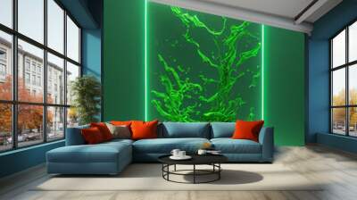  3d illustration of jar full of glowing slime. Halloween, horror. Wall mural