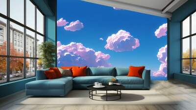 3d illustration seamless pattern of  cumulus clouds on a blue sky Wall mural