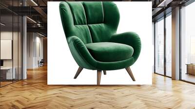 Green accent chair, armchair isolated on transparent background.  Wall mural