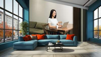 Image of young Asian woman at home Wall mural