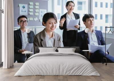 Portrait of Asian businesswoman presenting her plan in a meeting Wall mural