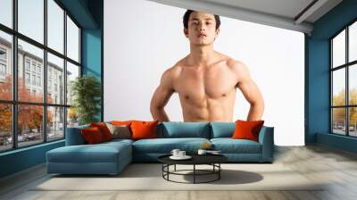 Portrait of handsome young man with clean muscles and skin Wall mural