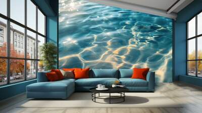 A close-up of cool, crystal-clear water with gentle ripples and light reflections. Wall mural