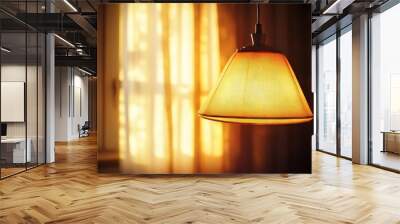 A translucent lampshade, softly glowing with light from within, creating a cozy atmosphere Wall mural