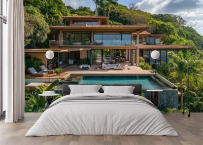 Luxe vacation home on a tropical island with a stunning infinity pool and lush greenery Wall mural