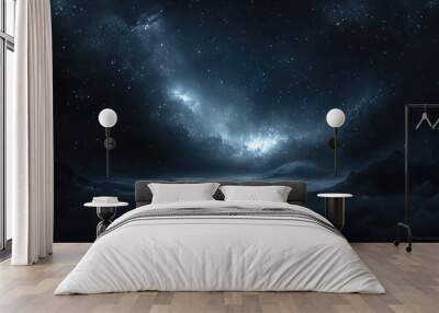 Whispers of the Void: Gently illuminated mist and distant stars in a dark, expansive void, conveying a sense of cosmic serenity. Wall mural