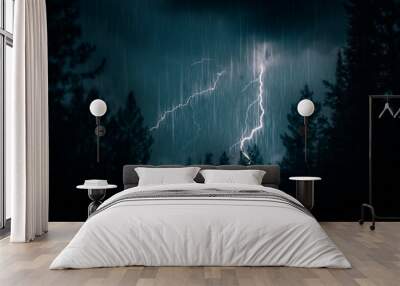 mountain lightning strike Wall mural