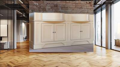 Bathroom vanity cabinet for two washbasins. Classic furniture Wall mural