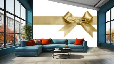 Gold ribbon with bow isolated Wall mural