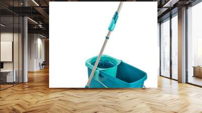 mop and plastic bucket isolated on white background Wall mural