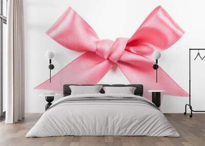 Pink bow isolated on white background Wall mural