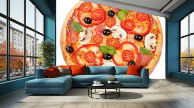 Tasty, flavorful pizza isolated on white background Wall mural