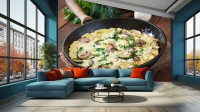 Frittata with mushrooms, zucchini and cheese Wall mural