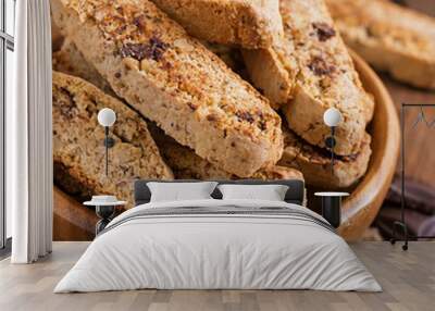 Italian biscotti cookies with nuts and chocolate chips Wall mural