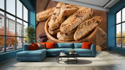 Italian biscotti cookies with nuts and chocolate chips Wall mural