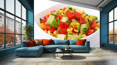 Mixed salad with avocado, tomatoes and sweet corn Wall mural