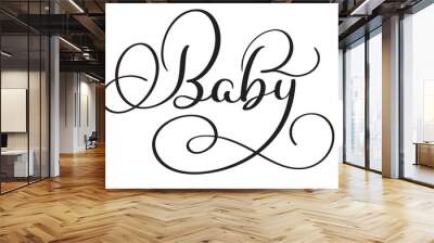 Baby word on white background. Hand drawn Calligraphy lettering Vector illustration EPS10 Wall mural