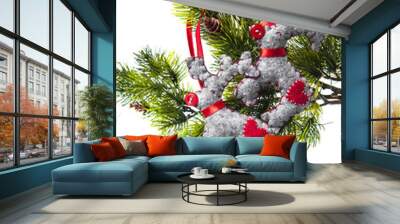 Christmas decorations background for congratulation cards and de Wall mural