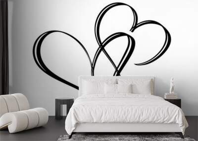 hand drawn two heart love sign. romantic calligraphy vector illustration. concepn icon symbol for t- Wall mural