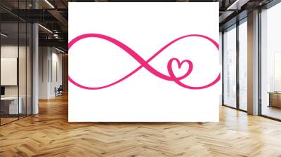 Love word In the sign of infinity. Sign on postcard to Valentine s day, tattoo, print. Vector calligraphy and lettering illustration isolated on a white background Wall mural