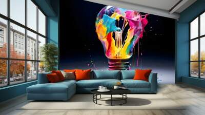 Abstract light bulb with paint splashes Wall mural