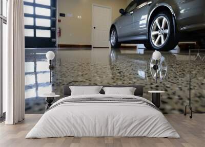 Meticulously crafted epoxy garage floor, offering a detailed and immersive view Wall mural