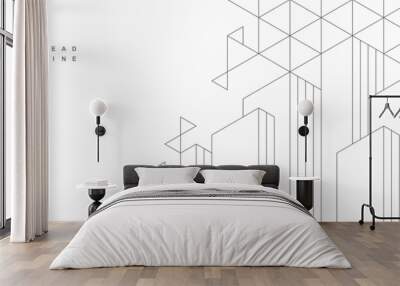 Abstract architectural construction. Geometric technological background. Wall mural