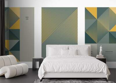 Abstract geometric technological company brochure. Corporate identity flyer. Vector set business presentation. Wall mural