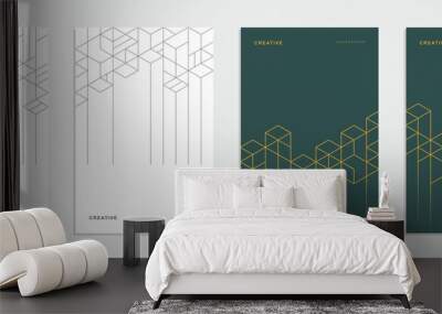 Abstract geometric technological company brochure. Corporate identity flyer. Vector set business presentation. Wall mural