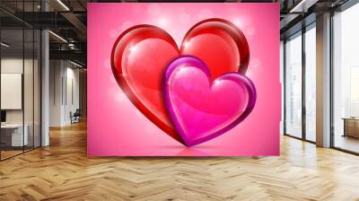 Glossy heart icons Wall mural