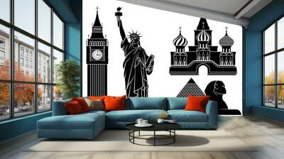 illustrations of world's famous places (set 2). Wall mural